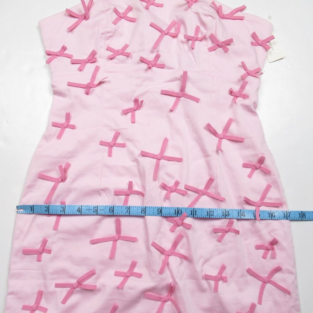 Anthropologie Maeve Brynne Clueless 3-D Pink Bow Spaghetti-Strap Mini Dress 4 - Picture 8 of 11
